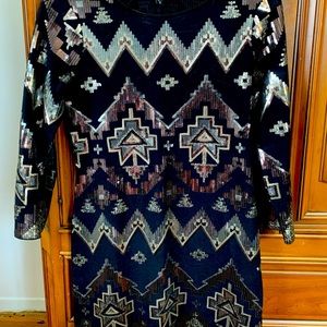 Sequin black mini dress